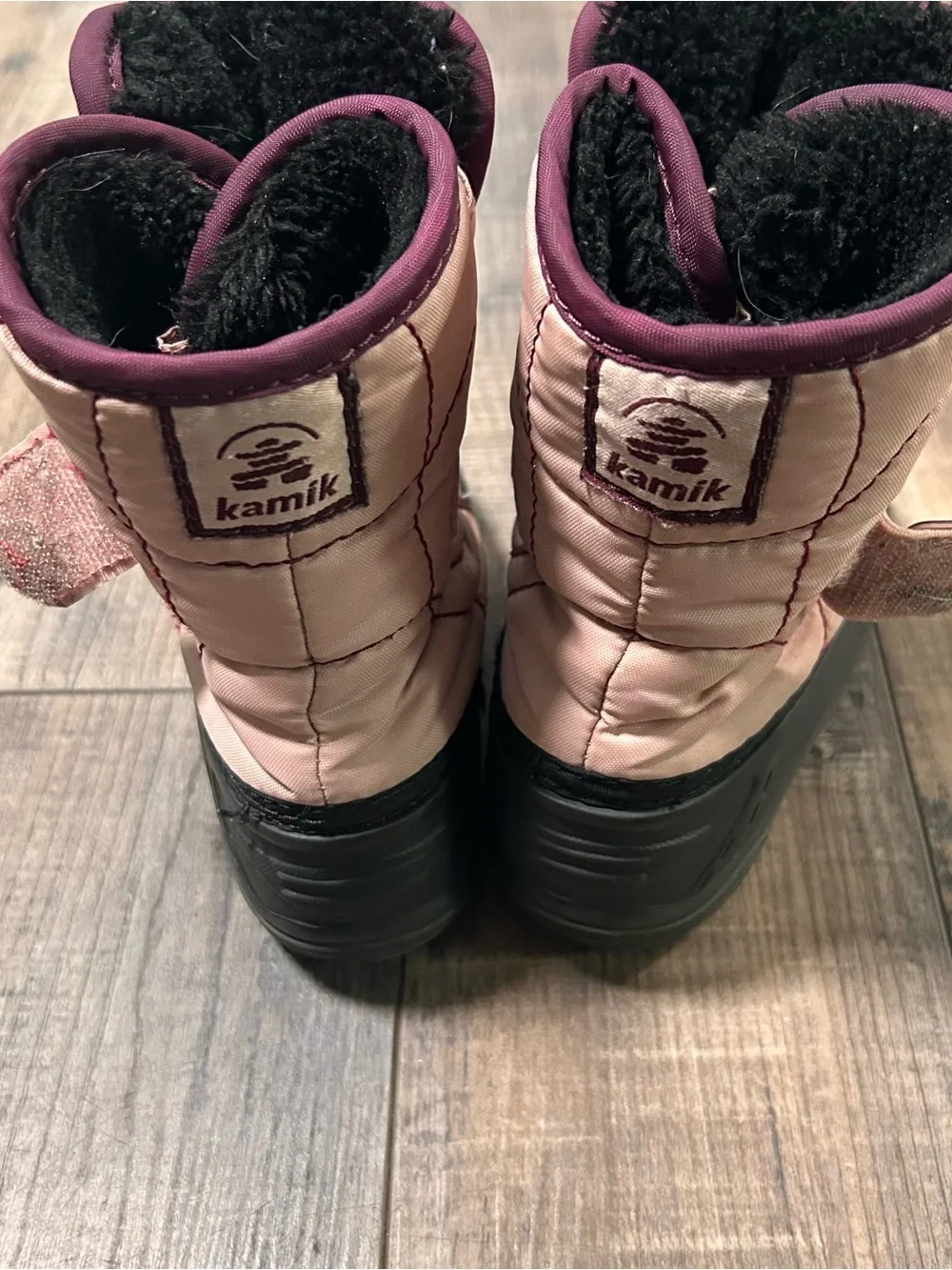 Kamik Kids Winter Snow Boots Pink Purple Insulated Hook Loop Toddler Youth